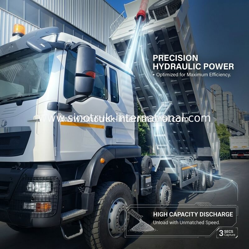 26.91CBM শক্তিশালী HOWO TX 8x4 12.00R20 চাকা সঙ্গে ট্যাপার ডাম্প ট্রাক