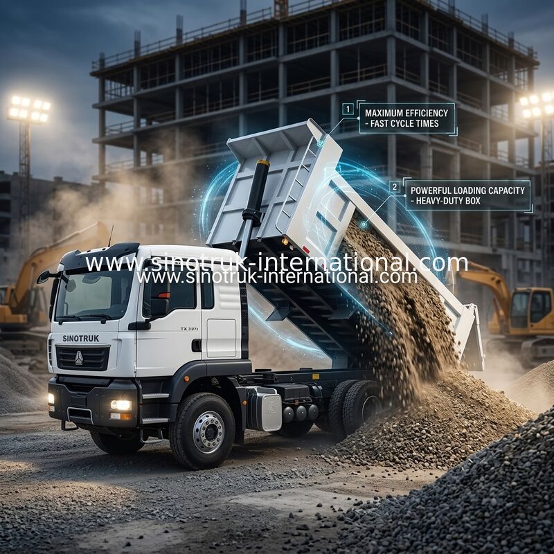SINOTRUK TX ডাম্প ট্রাক চ্যাসিস ৩৭1HP ইঞ্জিন সহ, ৩০-৪০ টন লোড ক্ষমতা এবং LHD / RHD ঐচ্ছিক