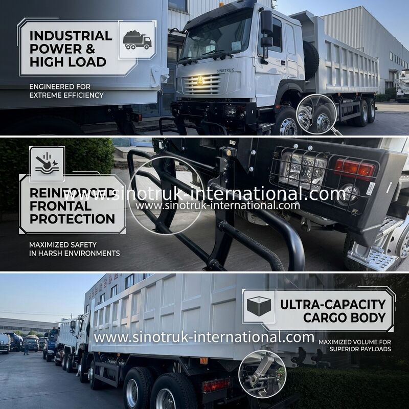 SINOTRUK HOWO 371HP টিপার ডাম্প ট্রাক নির্মাণ পুরানো সামনের মুখ সামরিক খনির এলাকার জন্য বাম্পার