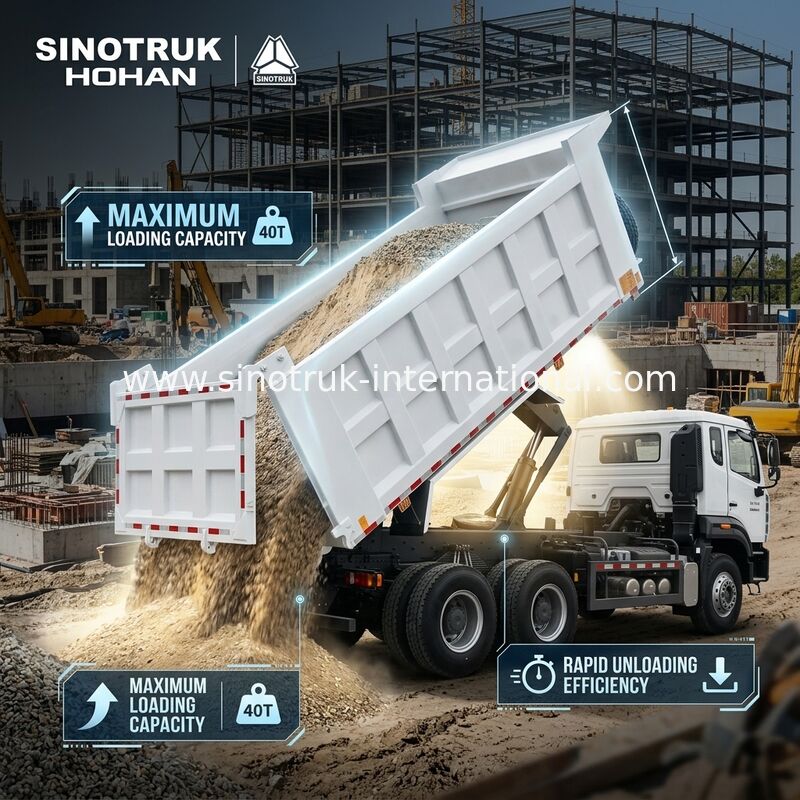 SINOTRUK HOWO 400 এইচপি ট্যাপার ডাম্প ট্রাক নির্মাণের জন্য N7 সামরিক বাম্পার সতর্কতা আলো