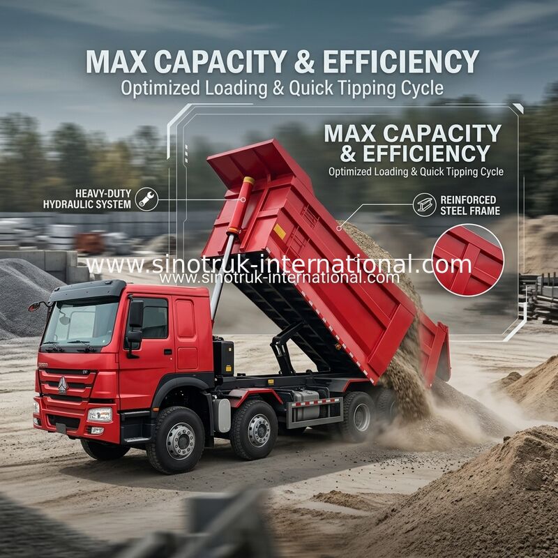 ট্যাপার ডাম্প ট্রাক SINOTRUK HOWO A7 8X4 নির্মাণ জন্য ZZ3317V3567B1