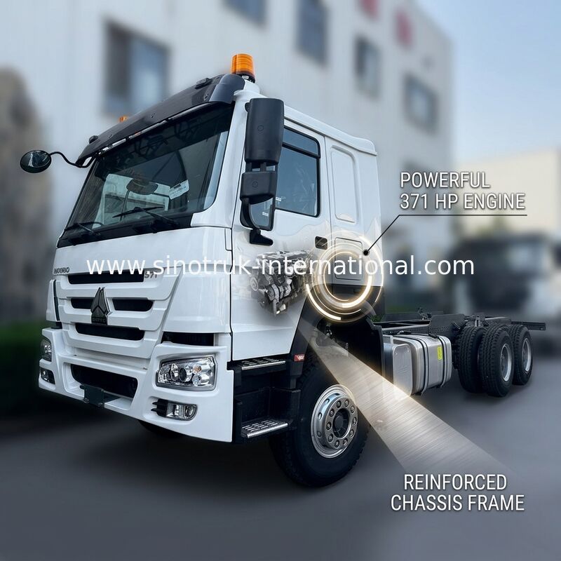 SINOTRUK HOWO ট্রাক চ্যাসি SINOTRUK ইঞ্জিন371HP 6 × 4 RHD সতর্কতা আলো সহ ডাম্প ট্রাক কার্গো ট্রাক ওয়াটার ট্রাক ব্যবহৃত
