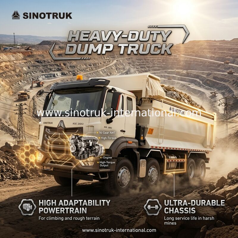 ZZ3317V386JB1R উচ্চ অশ্বশক্তি কম জ্বালানী খরচ 380HP হোয়াইট ইউ-টাইপ HOWO টিপার ট্রাক