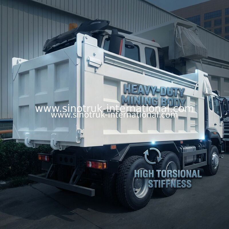 সিনোট্রুক ট্যাপার ডাম্প ট্রাক ব্র্যান্ড নিউ 6 × 4 Nx 20CBM স্বয়ংক্রিয় টারপোলিন সহ সাদা