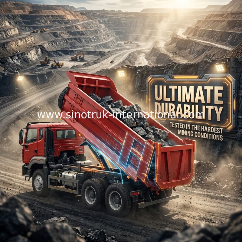 SINOTRUK HOWO N7 টিপার ডাম্প ট্রাক 6 × 4 10 চাকা 380Hp রপ্তানির জন্য ইউ টাইপ সহজ আনলোড