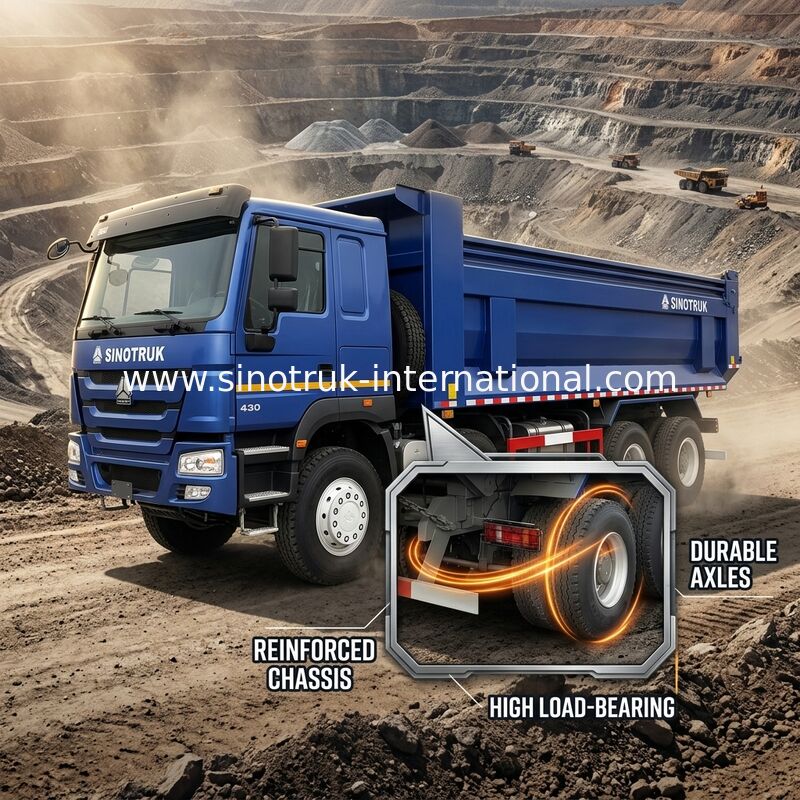 RHD 8×4 12 চাকা ZZ3317V3847B1R উচ্চ অশ্বশক্তি কম জ্বালানী খরচ380HP ব্লু HOWO ট্যাপার ট্রাক