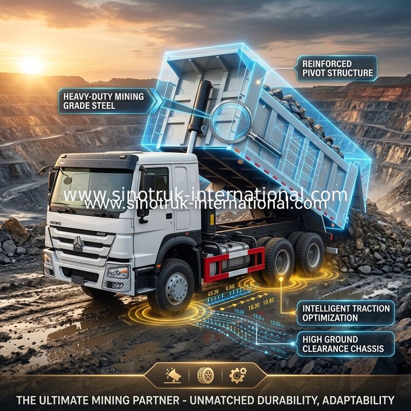 ZZ3257V3847B1 উচ্চ অশ্বশক্তি HOWO টিপার ট্রাক 6 × 4 10 চাকা 400HP কম জ্বালানী খরচ
