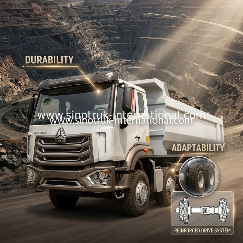 খনির জন্য HOWO N7 LHD 12wheels 8X4 400HP ডাম্প ট্রাক