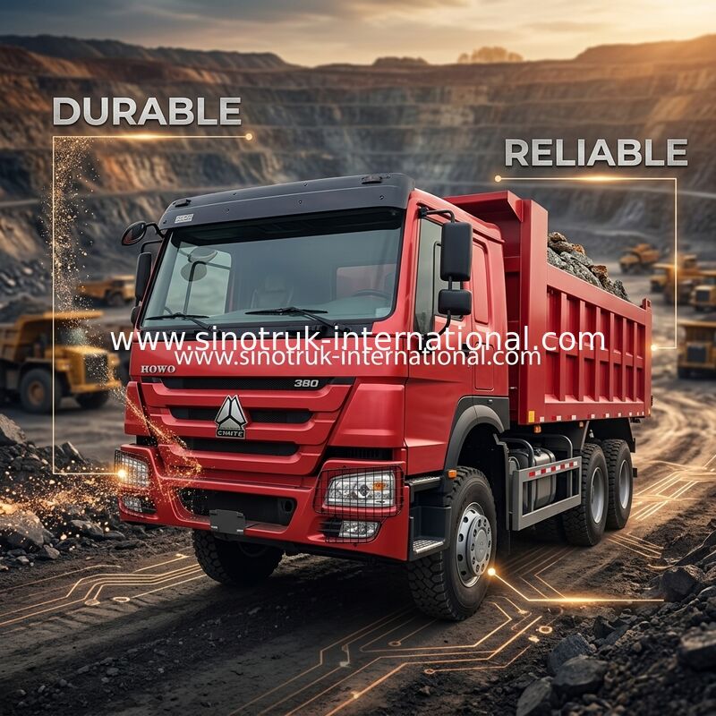 সিনোট্রাক হাও টিপার ডাম্প ট্রাক 380 এইচপি 6 × 4 20CBM বক্স 10 চাকা ক্র্যাশিং এঙ্গেল লোহা