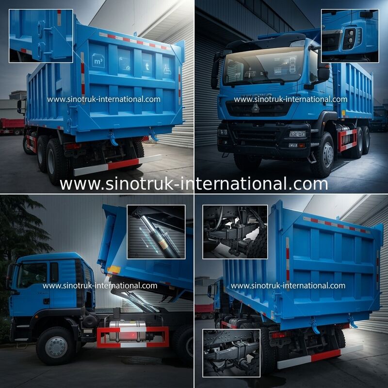 নীল এলএইচডি 6×4 10 চাকার HOWO টিপার ডাম্প ট্রাক উচ্চ হর্সপাওয়ার 371HP
