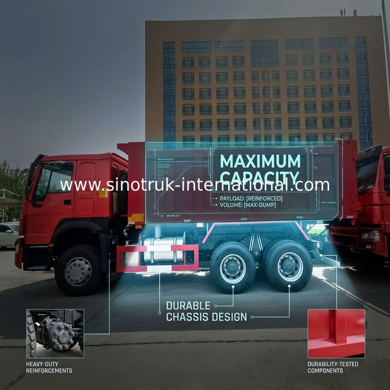 SINOTRUK HOWO টিপার ডাম্প ট্রাক RHD 6×4 336HP লাল রঙে