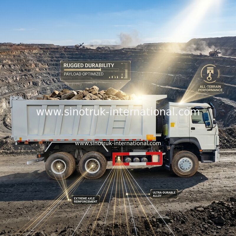 RHD 6×6 10 চাকা হোয়াইট HOWO ট্যাপার ট্রাক ফুল ড্রাইভ উচ্চ অশ্বশক্তি 380HP