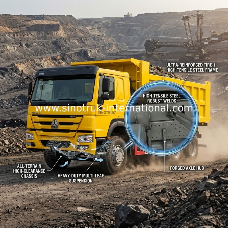 10 চাকার উচ্চ অশ্বশক্তি 400HP HOWO টিপার ডাম্প ট্রাক কম জ্বালানী খরচ