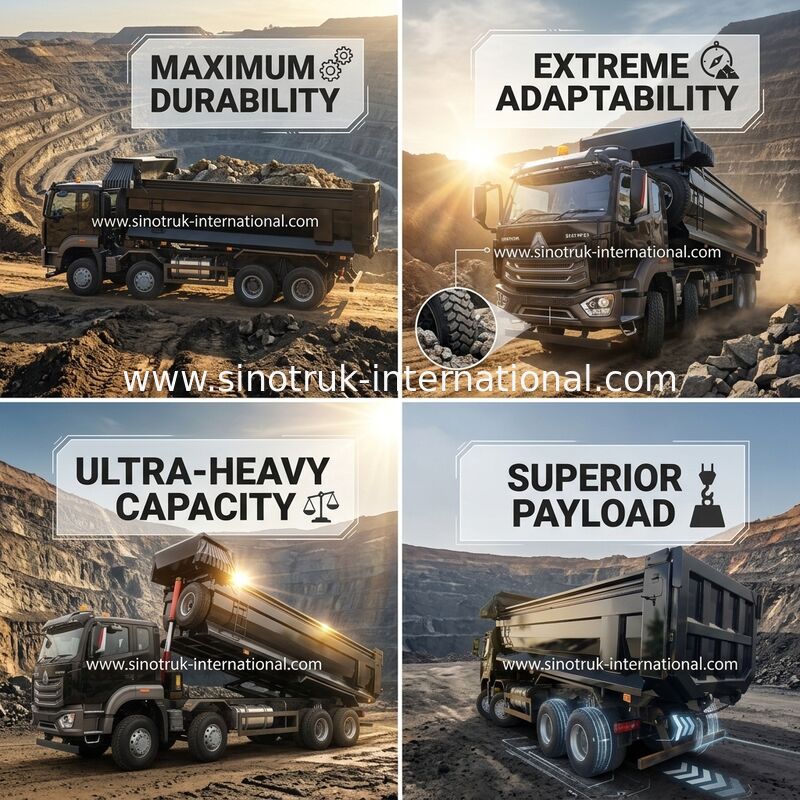 কালো হাউ মাইনিং টিপার ডাম্প ট্রাক 20-50 টন 8 X 4 ইউরো 2 400Hp