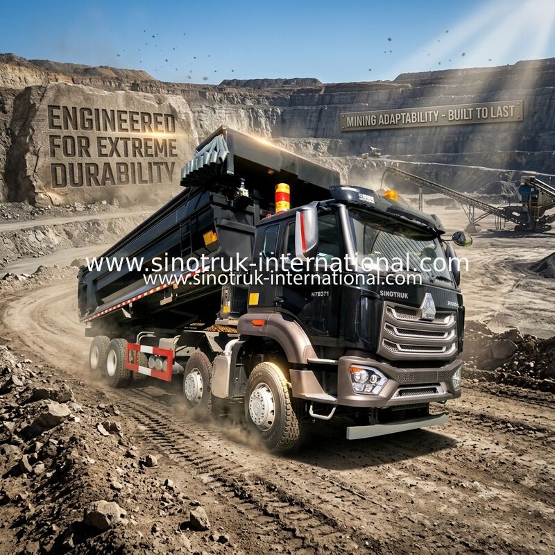 Sinotruk HOWO টিপার ডাম্প ট্রাক 8X4 371hp 12 চাকার কালো N7 ZZ3317V386JB1R