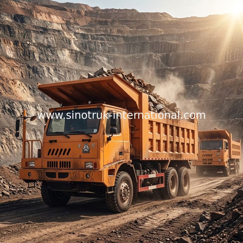 খনির শিল্পের জন্য 6X4 LHD মাইনিং টিপার ডাম্প ট্রাক 371HP 70 টন SINOTRUK HOWO