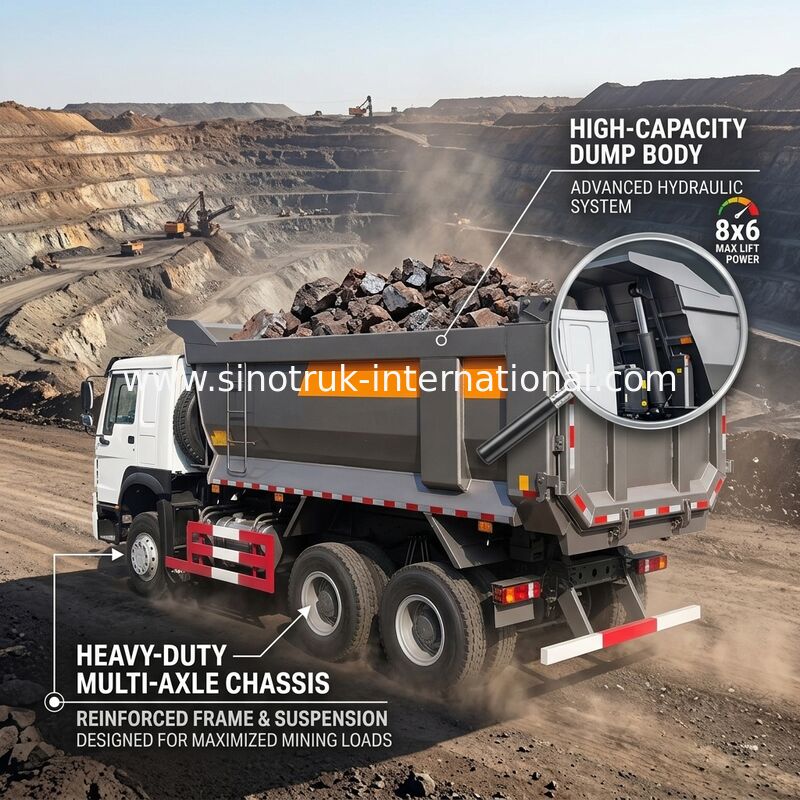 টিপার ডাম্প ট্রাক SINOTRUK HOWO 25t 336HP 6X4 LHD 10 - 25CBM ZZ3257N3647A
