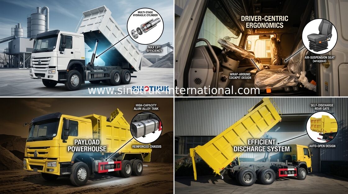 Sinotruk Howo 6 X 4 10 চাকার টিপার ডাম্প ট্রাক 400hp মিডল লিফটিং