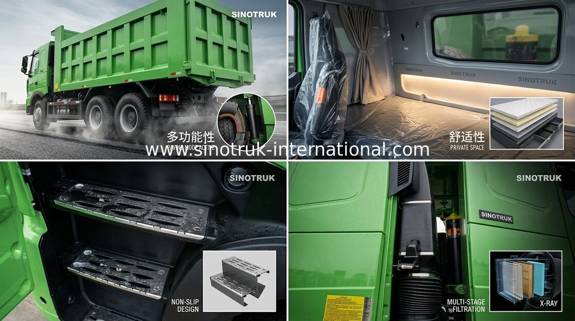 SINOTRUK HOWO Dump Truck A7 Front Lifting Hydraulic System 30 - 40 Tons RHD 6X4