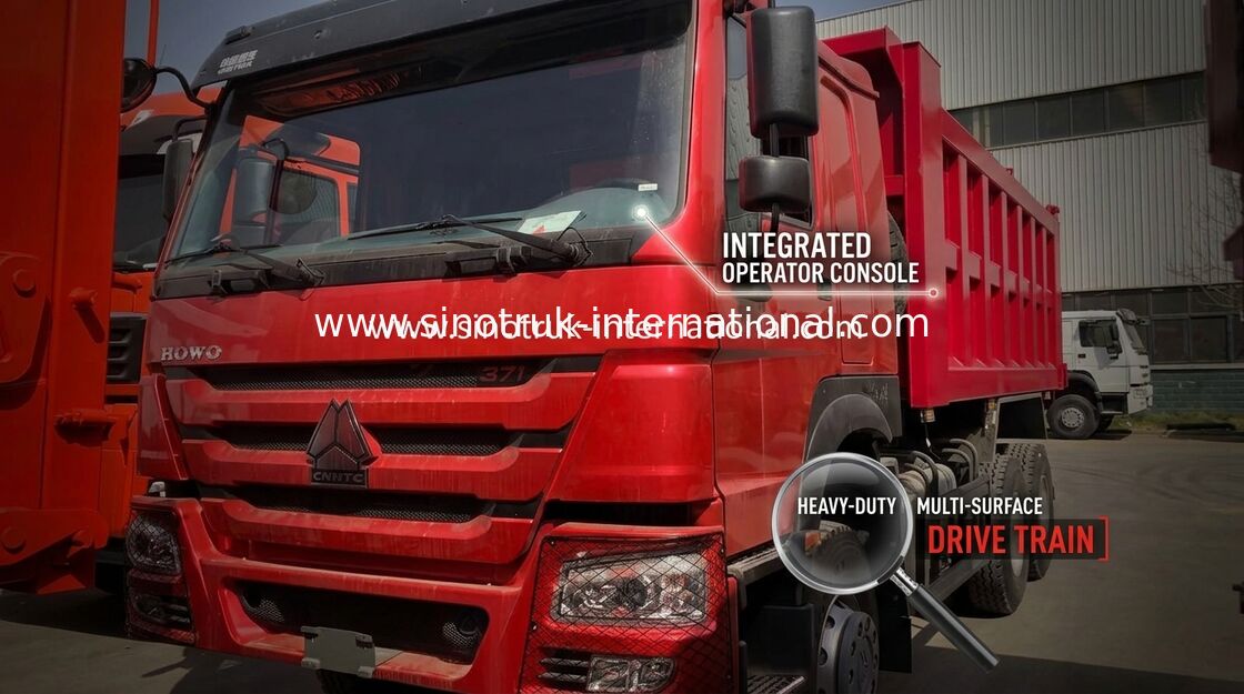 লাল রঙের SINOTRUK HOWO 6x4 ডাম্প ট্রাক 266HP LHD টাইপ