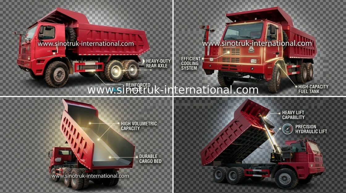 টিপ্পর ডাম্প ট্রাক সিনাট্রুক হ্যোও 70 খনির LHD 6X4 371 এইচপি 70 টিনজ ZZ5707 এস 3840এজে