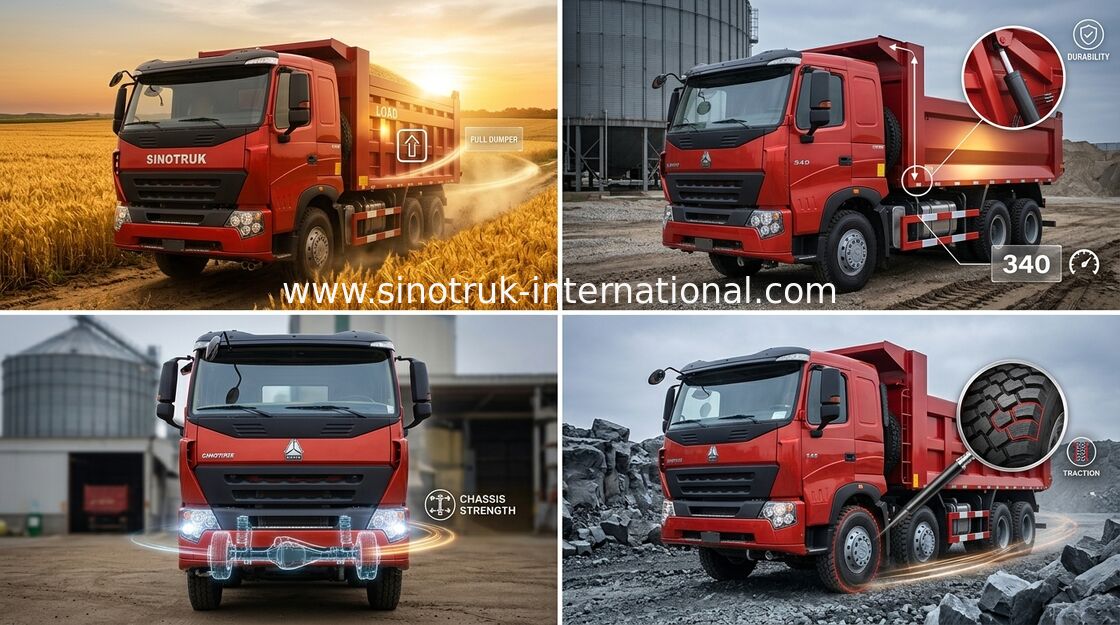 SINOTRUK টিপ্পর ডাম্প ট্রাক হোয়াও A7 371HP ইঞ্জিন মাইনিং ZZ3257N3847N1 জন্য