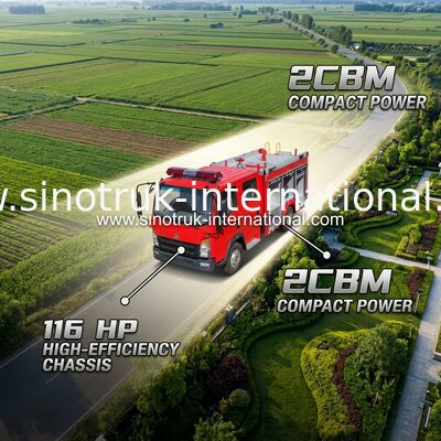 2CBM 4X2 116HP ফায়ার ফাইটিং ট্রাক কৃষি ফায়ার ইঞ্জিন ল্যান্ডস্কেপিং জন্য ট্রাক