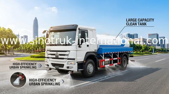 SINOTRUK HOWO Construction Water Tank Truck 10CBM With 360 Degree Rotation Giant