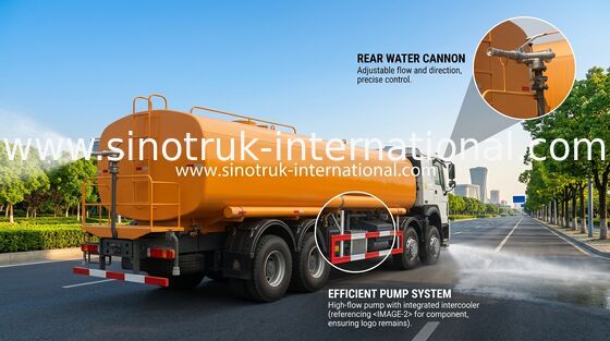 Sinotruk Howo স্প্রিংকলার জলের ট্যাঙ্ক ট্রাক 30CBM 8 X 4 ইউরো 2