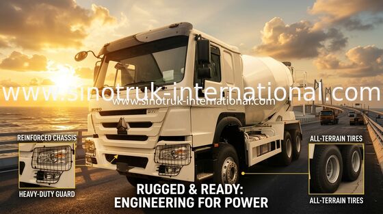 ইটন পাম্প ও মোটরের সাথে HOWO 371HP 10m³ কংক্রিট মিক্সার ট্রাক ভারী নির্মাণ কাজের জন্য