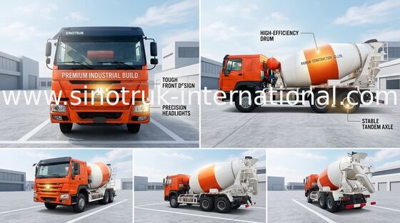 3C Sinotruk Howo রেডি মিক্স কংক্রিট ট্রাক 371hp 10 চাকার Lhd 6x4