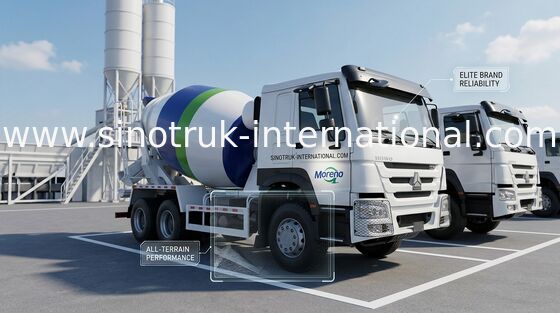 HOWO SINOTRUK কংক্রিট মিক্সার ট্রাক 371HP হোয়াইট ইউরো II ZZ1257N3841W