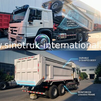 সিনোট্রুক হাও ট্যাপার ডাম্প ট্রাক 400Hp স্বয়ংক্রিয় টারপোলিন সহ 6 × 4 ইউ আকারের ট্রে