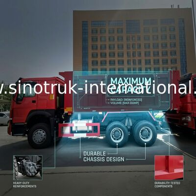 SINOTRUK HOWO টিপার ডাম্প ট্রাক RHD 6×4 336HP লাল রঙে