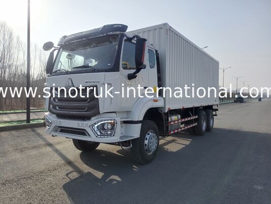HOWO 6X4 বক্স ট্রাক, 43CBM, একক সাইড ডাবল ডোরস এবং রিয়ার ডাবল ডোরস, 371HP, 10-গতি ট্রান্সমিশন